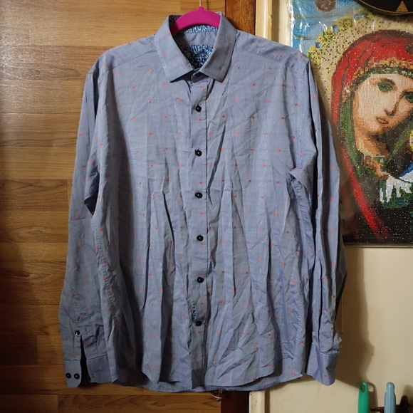 Vintage HERMES Blue Bird Long Sleeve Shirt Top Men's 39 / 40 Medium
